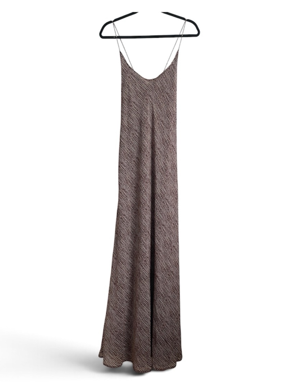 J. Crew VTG Silk Spiral-Print Maxi Dress Tan Burgundy Abstract Geometric SZ 12